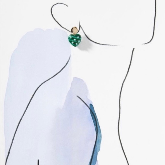 Anthropologie Mini Heart Drop Earrings in Holly/ green - Picture 3 of 4
